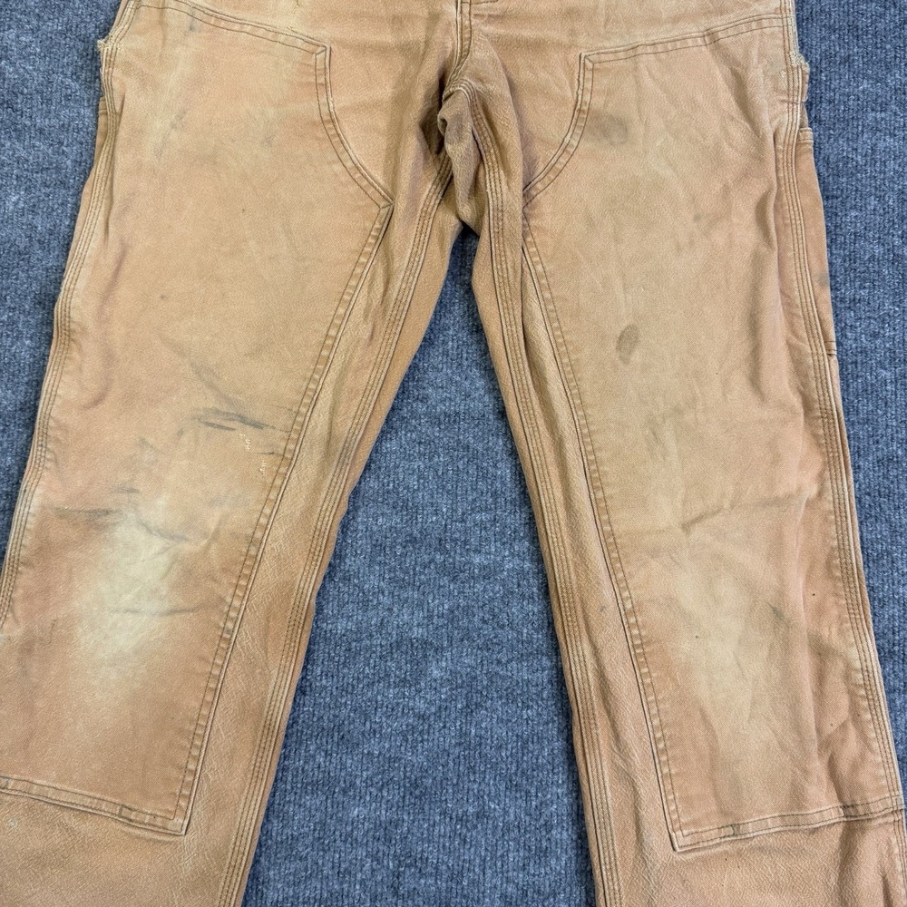 Carhartt Dungaree Pants Men 31x34 Brown Double Knee Canvas Utility Carpenter - Picture 9 of 16